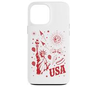 Custodia per iPhone 13 Pro Max USA Statua Della Libertà Retro Party Icons backprint