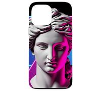 Custodia per iPhone 13 Pro Max Vaporwave - Statua a forma di testa geometrica, design retrò