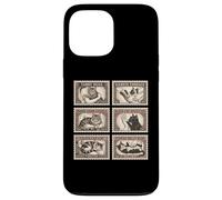 Custodia per iPhone 13 Pro Max Vintage Cat Francobolli Collection Feline Lover Art Design