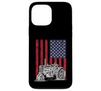 Custodia per iPhone 13 Pro Max Vintage Farming Tractor American Flag Patriotic