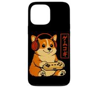 Custodia per iPhone 13 Pro Max Vintage Giapponese Corgi Cane Gamer Grafica Retro Giappone Anime