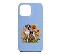 Custodia per iPhone 13 Pro Max Womens Girls Flowers Hunting Dog German Shorthaired Pointer