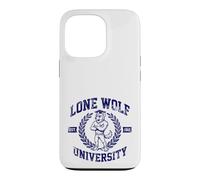 Custodia per iPhone 13 Pro Meme Alpha Wolf della Lone Wolf University Brainrot