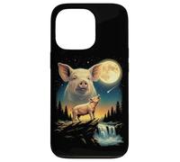 Custodia per iPhone 13 Pro Meme di Pig Howling to the Moon Funny Pig Farm Animal degli anni '90