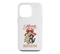 Custodia per iPhone 13 Pro Meowy Under The Mistletoe Cute Tuxedo Kitten Christmas