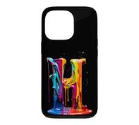 Custodia per iPhone 13 Pro Monogramma iniziale lettera H vernice gocciolante colorato