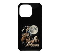 Custodia per iPhone 13 Pro Mucca che ulula alla luna Vintage anni '90 Retro Farm Country