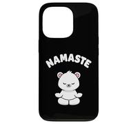Custodia per iPhone 13 Pro Namaste, simpatico orso Kawaii per yoga, senza stress