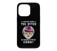 Custodia per iPhone 13 Pro Never Mind The Witch Beware Of Corgi Dog Halloween
