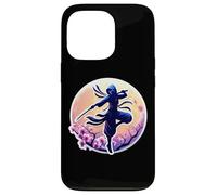 Custodia per iPhone 13 Pro Ninja Silhouette Moonlight Cherry Blossoms Giapponese Samurai