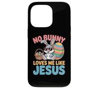 Custodia per iPhone 13 Pro No Bunny Loves Me Like Jesus Easter Christian Boys Kids Men