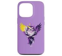 Custodia per iPhone 13 Pro Nonbinary Owl Bird Enby NB Pride Flag Colors Tattoo Style