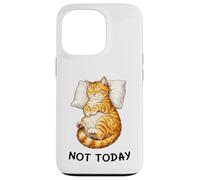 Custodia per iPhone 13 Pro Not Today Lazy Sleeping Orange Cat Meme Funny Morning Mood
