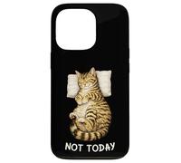 Custodia per iPhone 13 Pro Not Today Lazy Sleeping Tabby Cat Meme Funny Morning Mood
