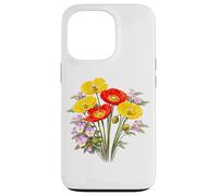 Custodia per iPhone 13 Pro Papaveri rossi e gialli e viole del pensiero Full Bloom Shapes Mania