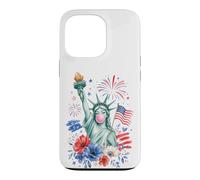 Custodia per iPhone 13 Pro Patriotic Lady Liberty Bubble Gum American Flag Art Tee