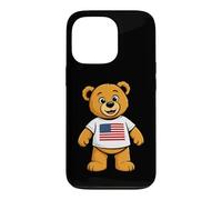Custodia per iPhone 13 Pro Patriotic Teddy Bear USA Flag Illustration Graphic Cartoon