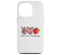 Custodia per iPhone 13 Pro Peace Love Strawberry Shirts Farmer Fragole Amante Frutta