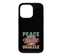 Custodia per iPhone 13 Pro Peace Love Ukulele Hippie, lettore musicale hawaiano retrò