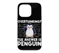 Custodia per iPhone 13 Pro Pensare troppo La risposta è Penguin Divertente Insegnante di Matematica