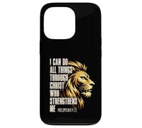 Custodia per iPhone 13 Pro Philippians 4:13 Religious Lion Strengthens Christian