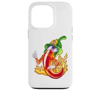 Custodia per iPhone 13 Pro Piccante vigile del fuoco peperoncino fumetto divertente fuoco eroe disegno