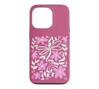 Custodia per iPhone 13 Pro Pink Floral Daisy Dragonfly Botanical Wildflower Vine Garden