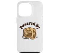 Custodia per iPhone 13 Pro Powered by Pancakes Breakfast Energy Funny Design Tee Pop!!