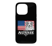 Custodia per iPhone 13 Pro Proud Aussie Shepherd Dad American Flag patriotic dog