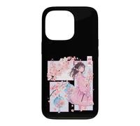 Custodia per iPhone 13 Pro Ragazza anime, Comic Core in stile manga, Vento divino, Kanji Shodo