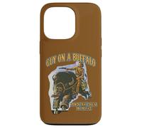 Custodia per iPhone 13 Pro Ragazzo su un bufalo pugno quel cougar in faccia Retro Western