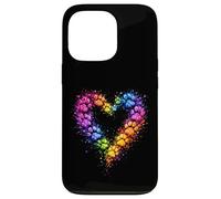 Custodia per iPhone 13 Pro Rainbow Paw Heart Colorful Dog & Cat Lover Pet Art