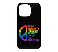Custodia per iPhone 13 Pro Rainbow Peace Pride Visibilità Libertà Rispetto