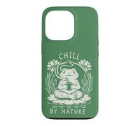 Custodia per iPhone 13 Pro Rana in meditazione con caffè caldo Zen Natura Yoga posa