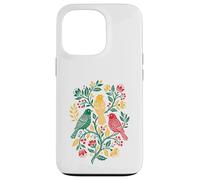 Custodia per iPhone 13 Pro Rasta Reggae Roots Three Birds Jamaica Folk Art Floral