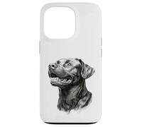 Custodia per iPhone 13 Pro Realistico Black Labrador Dog Sketch Art