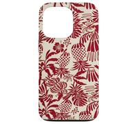Custodia per iPhone 13 Pro Red Tropical Pineapple Palm Leaf Aloha Summer Pattern