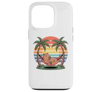 Custodia per iPhone 13 Pro Relaxing capybara, Sunset, Palm tree, Summer capy vacation