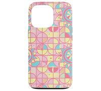 Custodia per iPhone 13 Pro Retro Pink and Yellow Geometric Floral Pattern Girly Pastel