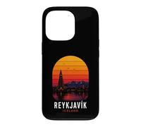 Custodia per iPhone 13 Pro Reykjavik Islanda Retro Nordic Northern Lights Montagne Sci