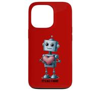 Custodia per iPhone 13 Pro Robot con un grande cuore, grafica