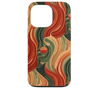Custodia per iPhone 13 Pro Rosso Oro Verde Astratto Island Pattern Geometrico Onda Design
