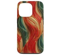 Custodia per iPhone 13 Pro Rosso Oro Verde Astratto Island Pattern Geometrico Onda Design