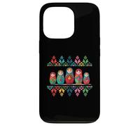 Custodia per iPhone 13 Pro Russian Matryoshka Babushka Flowers Nesting Dolls