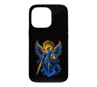 Custodia per iPhone 13 Pro San Michele Blu Celeste Angelo Spada Scudo Arte Sacra