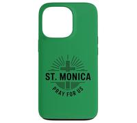 Custodia per iPhone 13 Pro Santa Monica Prega per noi Patrona Santa Cattolica Croce