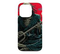 Custodia per iPhone 13 Pro Scheletro Chitarrista Onda Giapponese Red Moon Dark Rock Art