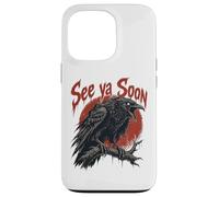Custodia per iPhone 13 Pro See Ya Soon Raven Crow Red Moon Halloween Horror