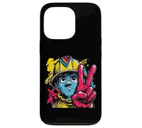 Custodia per iPhone 13 Pro Segno della pace vigile del fuoco retrò pop eroe grafico gesto fuoco