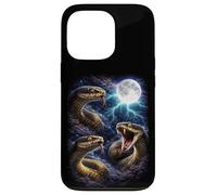 Custodia per iPhone 13 Pro Serpenti scuri sotto la luna piena Vintage Fantasy Lightning